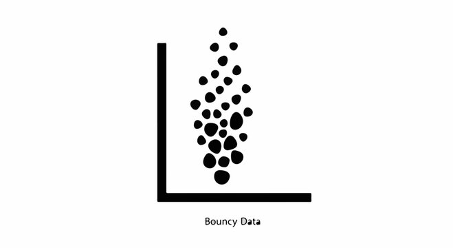 Abstract scatter plot graphic showing data points clustering and expanding upwards