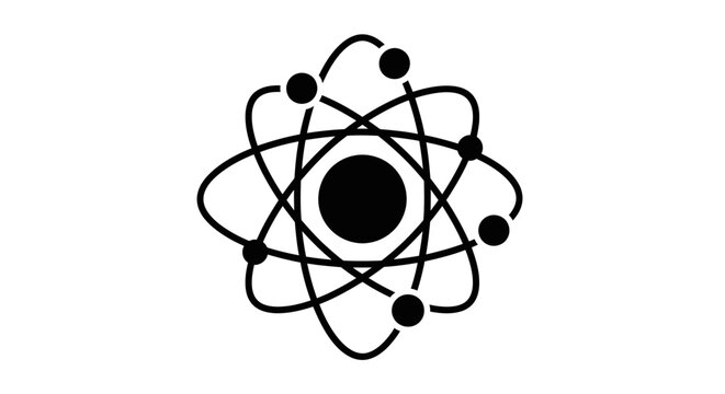 Atomic structure symbol with orbiting electrons.