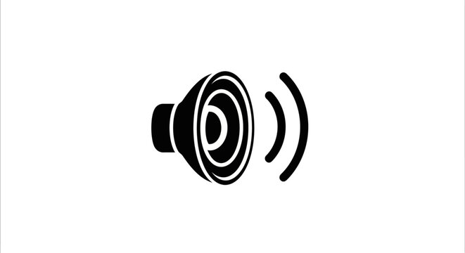 Audio speaker icon with sound wave symbols.