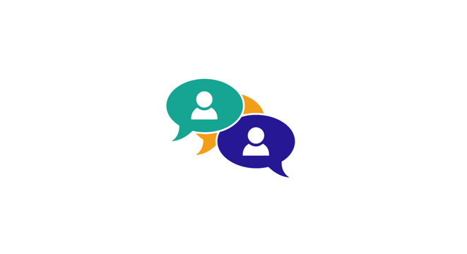 Colorful chat speech bubble icons.