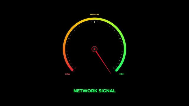 Digital gauge showing network signal increasing to high. 4K Video