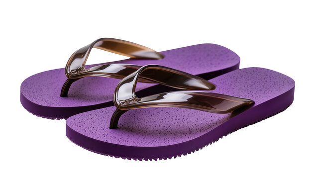 Purple flip flops with clear straps