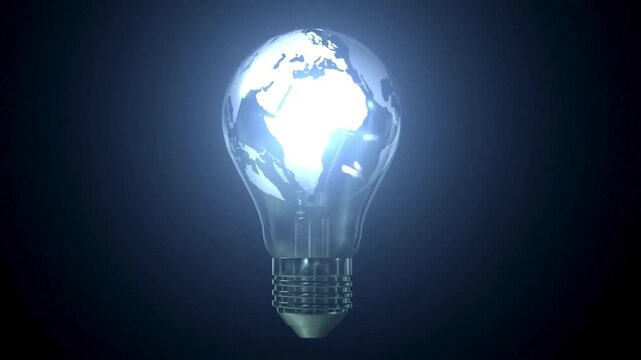 Glowing Light Bulb With Earth.