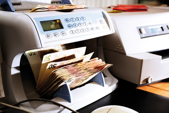 Cash counter in bank office