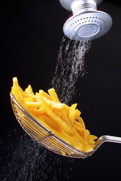 salted chips, black background, cut-out