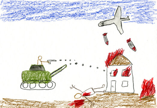 Children's drawing of war