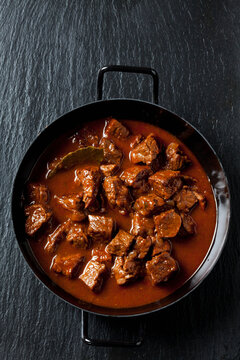 Pot with beef goulash