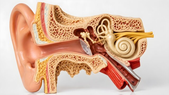 Human Ear Internal Anatomy Cross Section Medical Illustration
