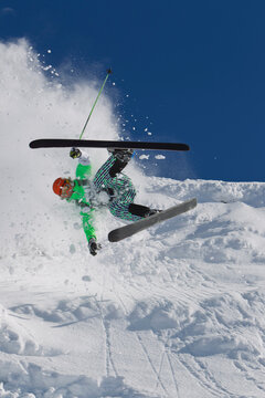 Austria, Tyrol, Kitzbuhel, Mid adult man crash while skiing