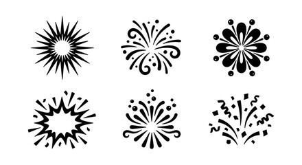 Explosion Burst Icons, Starburst Graphics, Celebration Elements, Festive Vector Set © Musfika