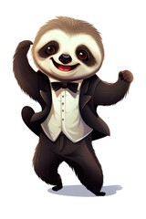 Fototapeta premium A happy cartoon sloth animal mammal cute.
