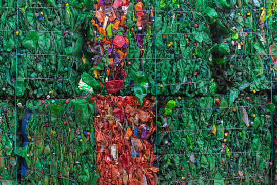 Morocco, stacks of pressed plastic bottle