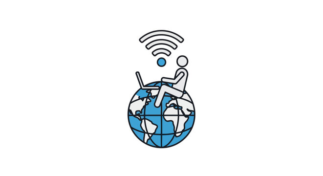Globe with WiFi Signal Icon.