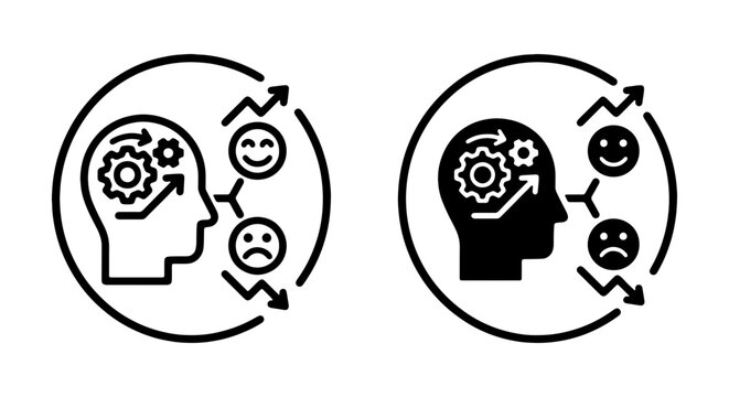 Emotional Intelligence Icons, Mindset Shift, Mood Change, Cognitive Process, Vector Set