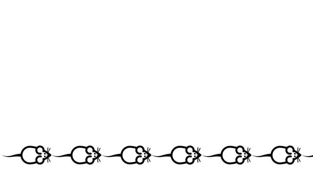 A horizontal border line made of small mouse icons linked together in a repeating sequence forming a decorative row across the frame