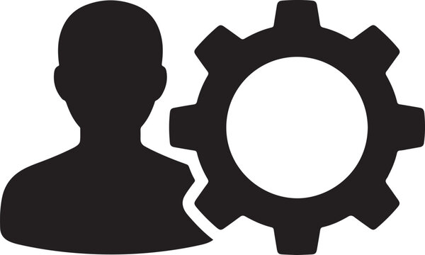 User settings icon silhouette of person with gear symbol