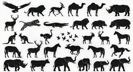 Fototapeta premium set of animals silhouettes
