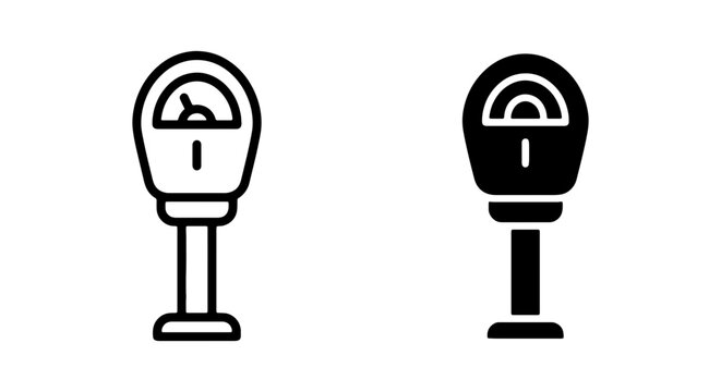 Parking meter vector icons, street parking payment machine set, urban traffic control equipment
