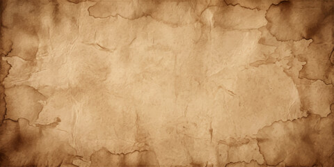 Fototapeta premium A textured vintage parchment paper with dark stain marks around the edges and a slightly worn appearance, evoking a sense of history and antiquity.