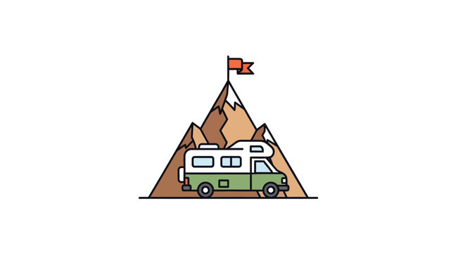 Green and white camper van vehicle.