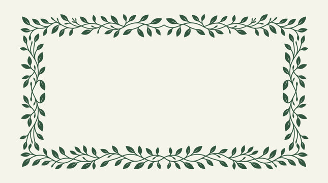 Green leafy border frame design element.
