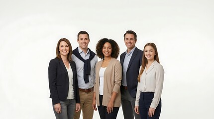 Fototapeta premium Diverse Group of Business Professionals Standing Together on a White Background.
