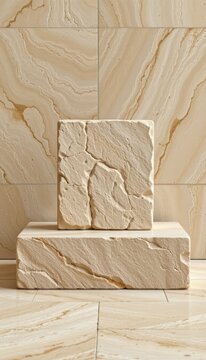 Stacked Natural Stone Blocks Polished Tile Surface