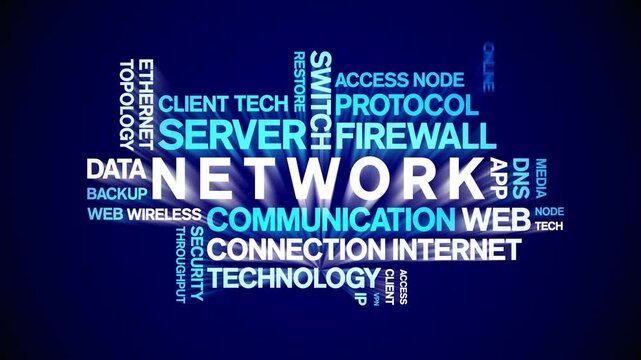 Network animated word cloud-gross domestic product animation tag kinetic typography seamless loop.