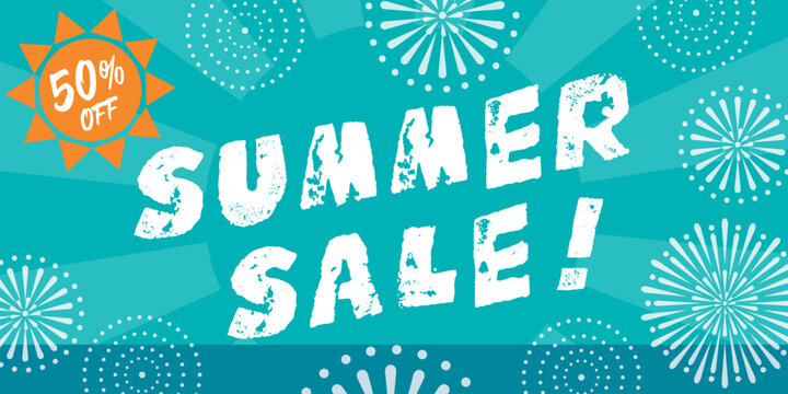 Summer Shopping Sale Poster with Decorative Fireworks