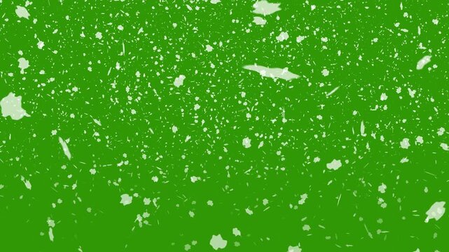 snow falling  on green screen