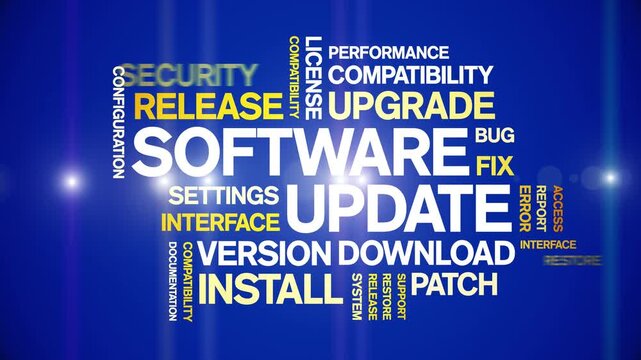 Software Update animated word cloud-gross domestic product animation tag kinetic typography seamless loop.