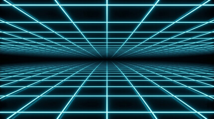 Obraz premium Neon Grid Space Abstract Cyber Background