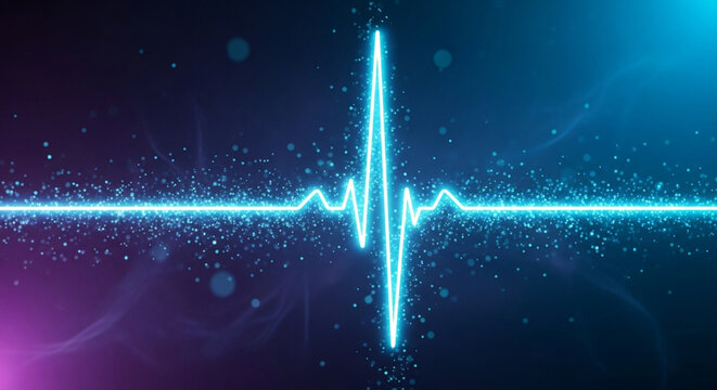 Glowing blue heartbeat pulse line on digital background