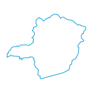 Simple Map of minas gerais is a state of Brazil. Minimal Blue Outline Design