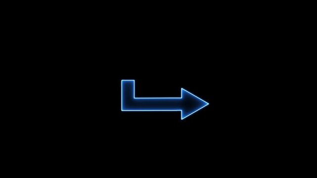 Glowing Blue Right Arrow Transition Motion Graphics Neon Light Animation Loop.