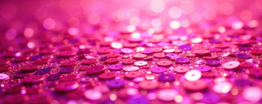 Bright pink sequin backdrop, dazzling glitter effect, glamour, festive background