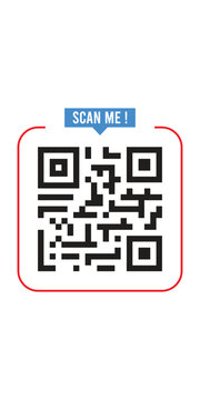 Scan Me QR Code Badge Icon with Red Rounded Scanner Frame Vector