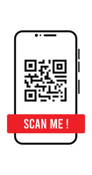 Smartphone QR Code Scanner Icon with Scan Me Tag Vector