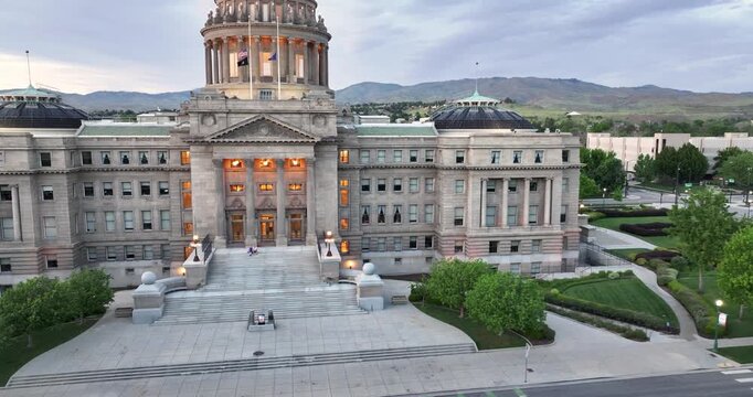 Aerial view captures grand dome and symmetrical facade