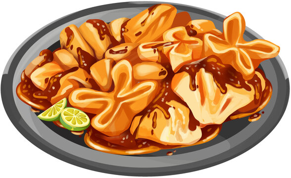 Batagor Bandung Traditional Street Food Illustration