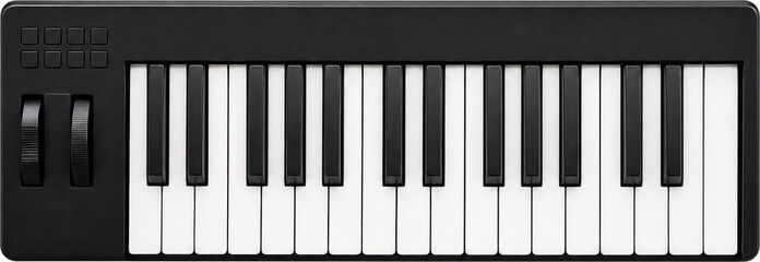 Fototapeta premium Black MIDI Keyboard Controller isolated on transparent background