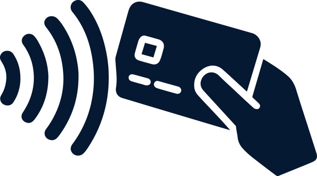 Dark blue contactless payment card with wireless signal Vector