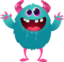 Fototapeta premium Funny monster illustration standing in cartoon style. Vector illustration