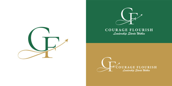 An elegant personal brand logo featuring an intertwined CF monogram and a flowing arrow pointing forward. This symbolises purposeful growth, leadership, and the power of making intentional choices.