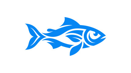 Stylized Blue Fish Icon - Marine Life, Seafood, Aquatic Animal © Keset