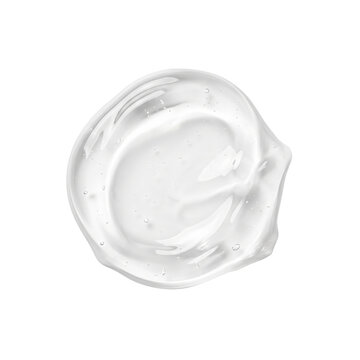 Clear cosmetic gel smear with bubbles, isolated on transparent background