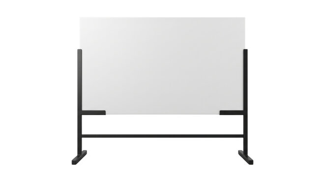 Blank white mobile presentation whiteboard stand mockup, isolated on transparent background