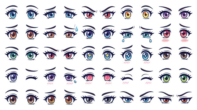 Anime Eyes Collection: Diverse Expressions and Emotions in Manga Style