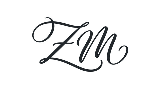 Elegant Script Initials ZM, Monogram, Calligraphy Logo, Personal Branding