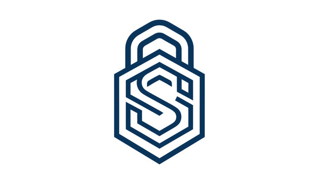 Modern Security Logo - Hexagonal Lock Icon with S Initial